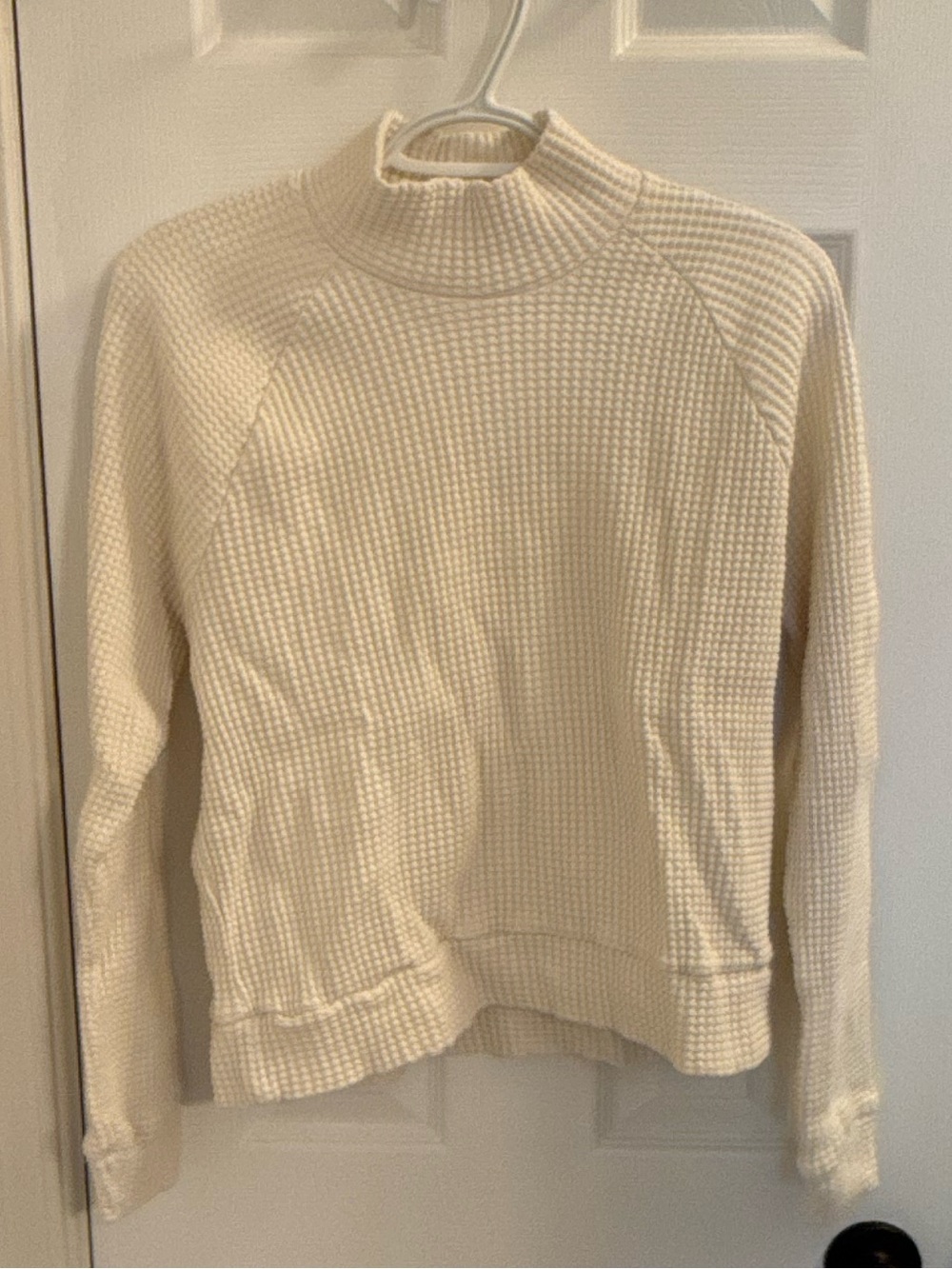 The North Face Off White Waffle Mock Neck Sweater